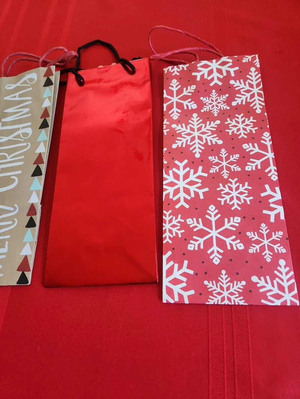 Holiday Red Gift Bags - Pack of Assorted Red Wine Gift Bags